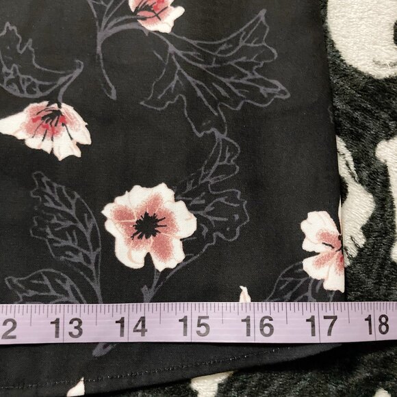 RW&CO Black cherry blossom print top w/ floral lace neckline ~ XS SMALL shirt - Picture 10 of 16